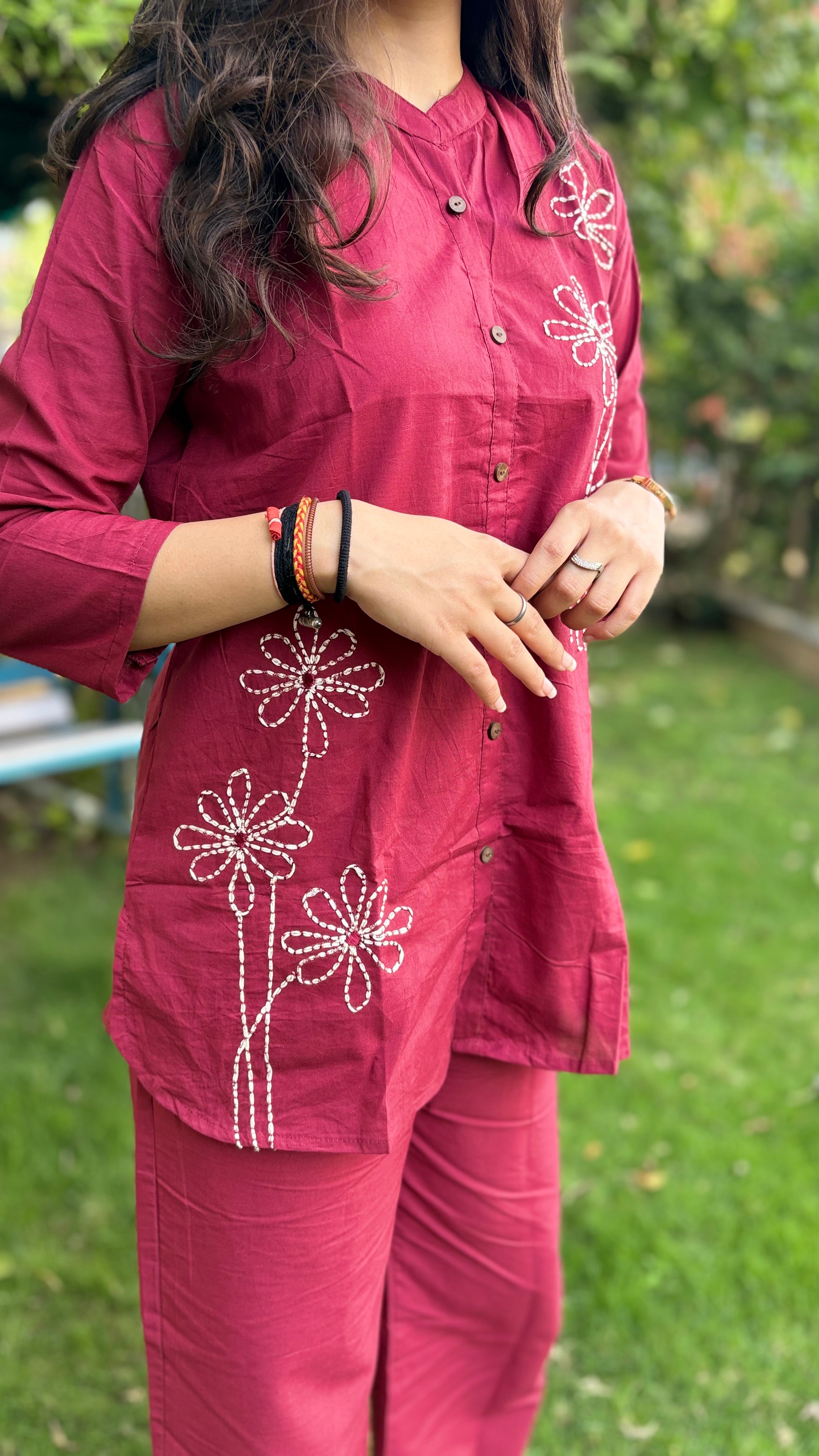 MAROON PURE COTTON COORD SETS