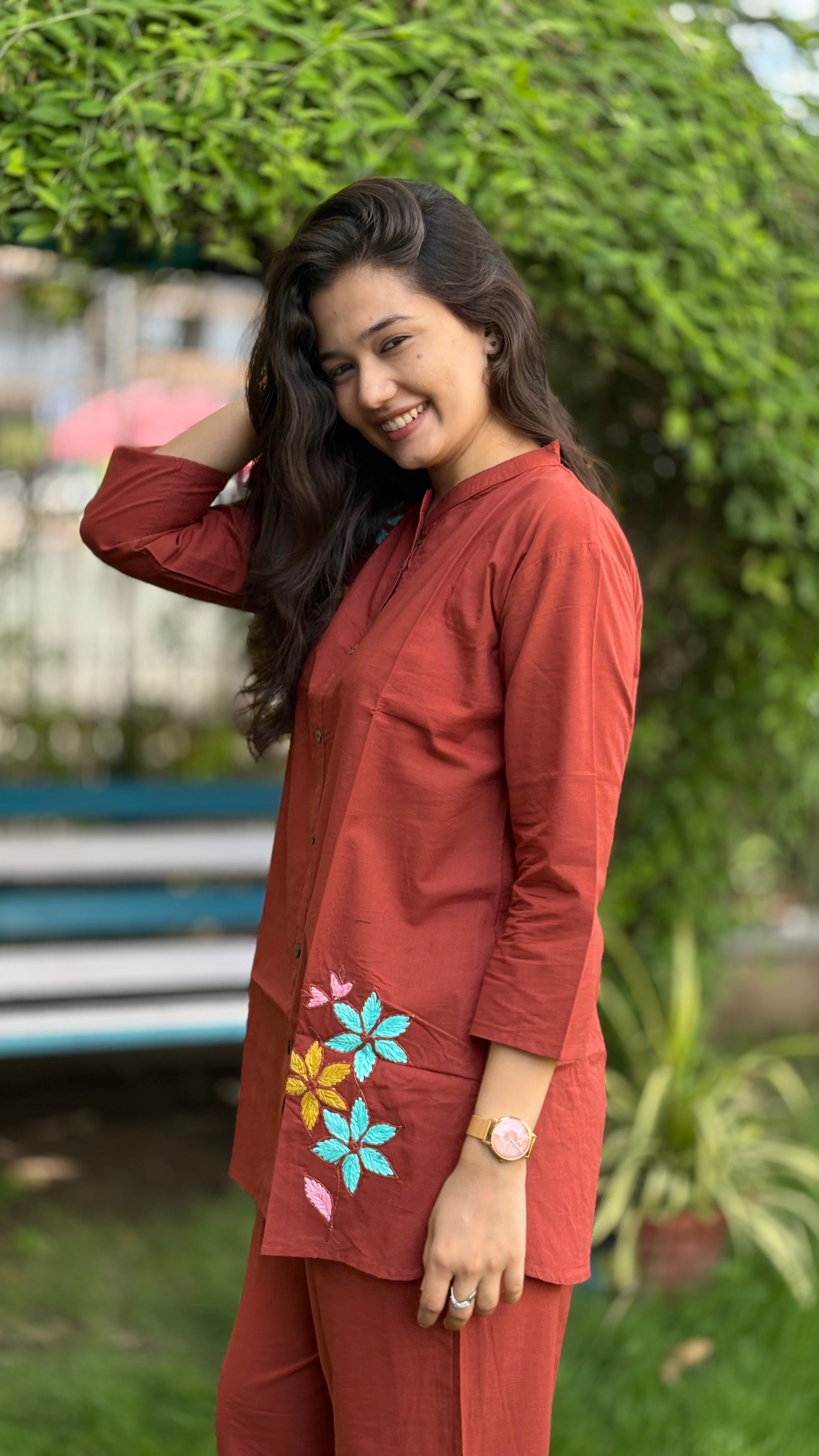 RUST THREAD WORK PURE COTTON COORD SETS