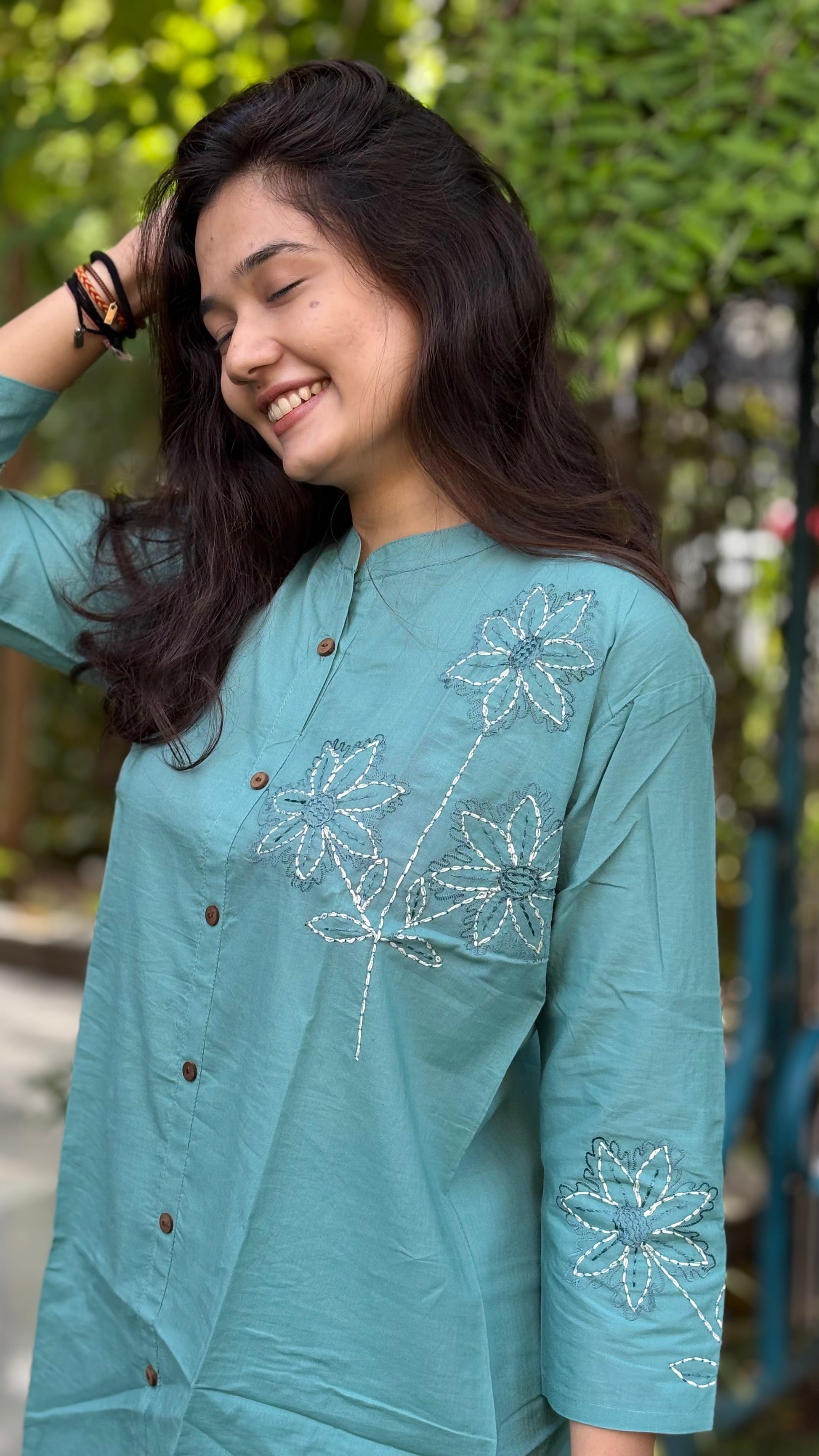 LIGHT PEACOCK SKY SHADE PURE COTTON COORDSETS