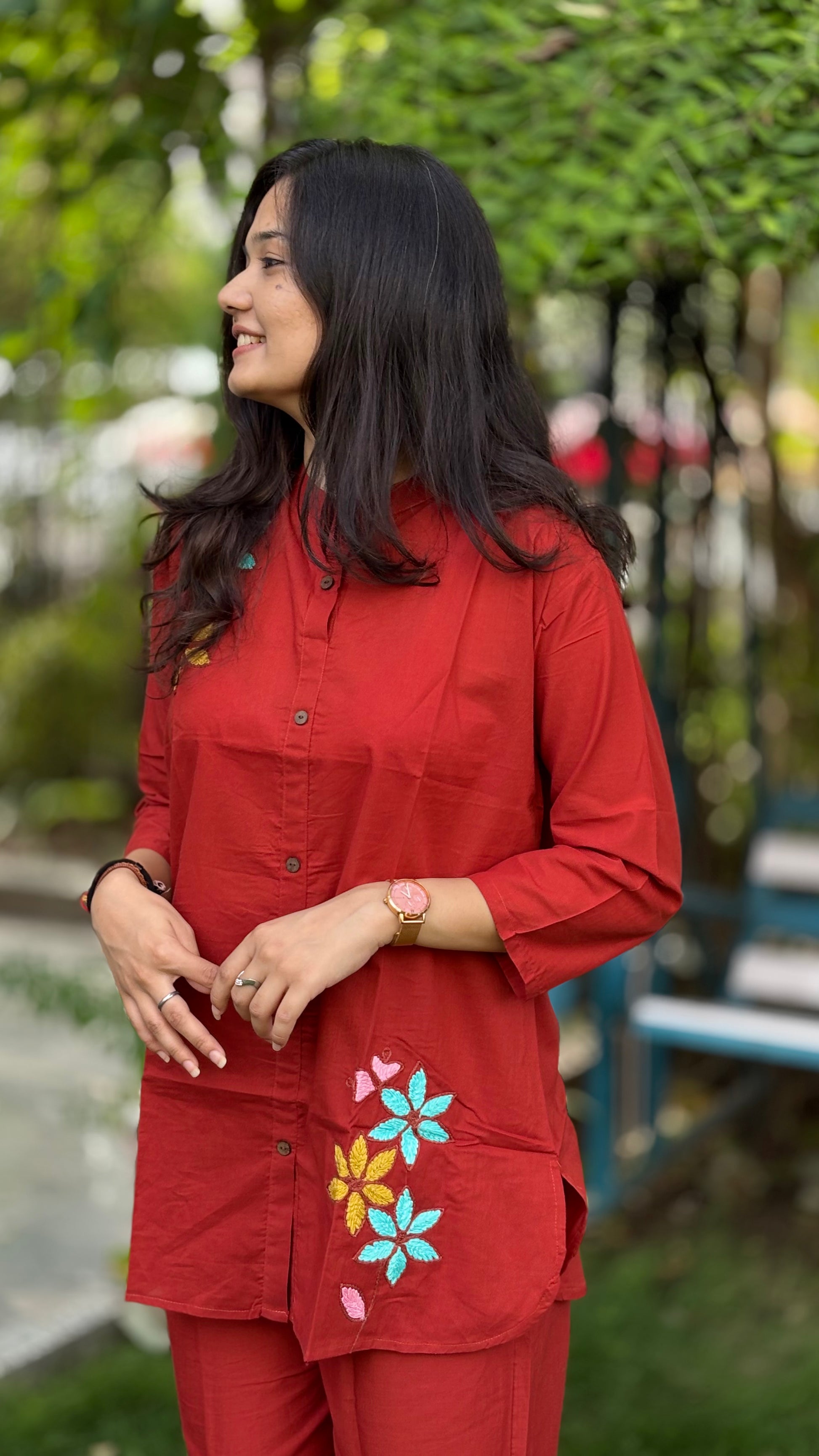 BRIGHT RUST PURE MAL COTTON COORD SET