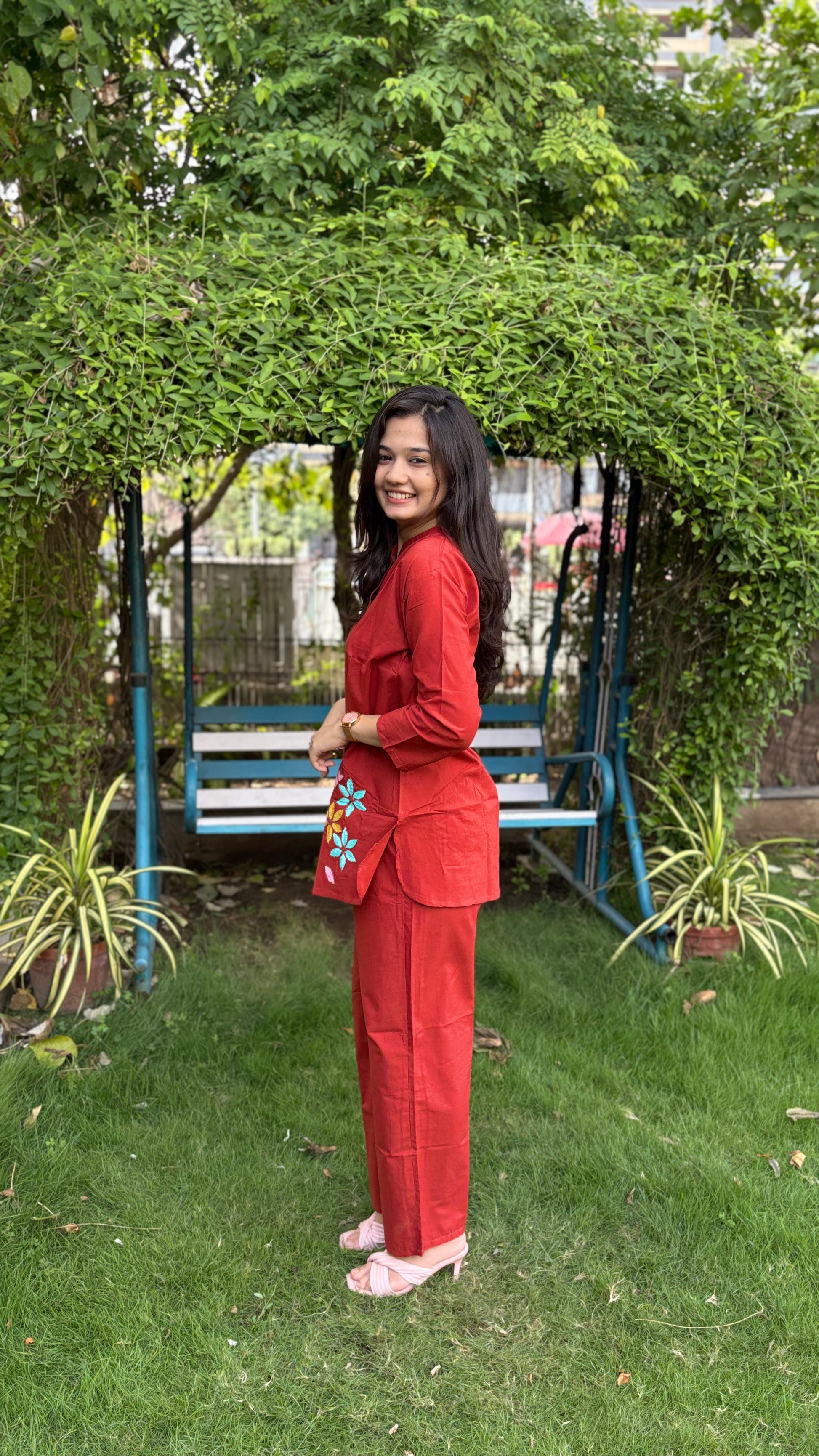 BRIGHT RUST PURE MAL COTTON COORD SET