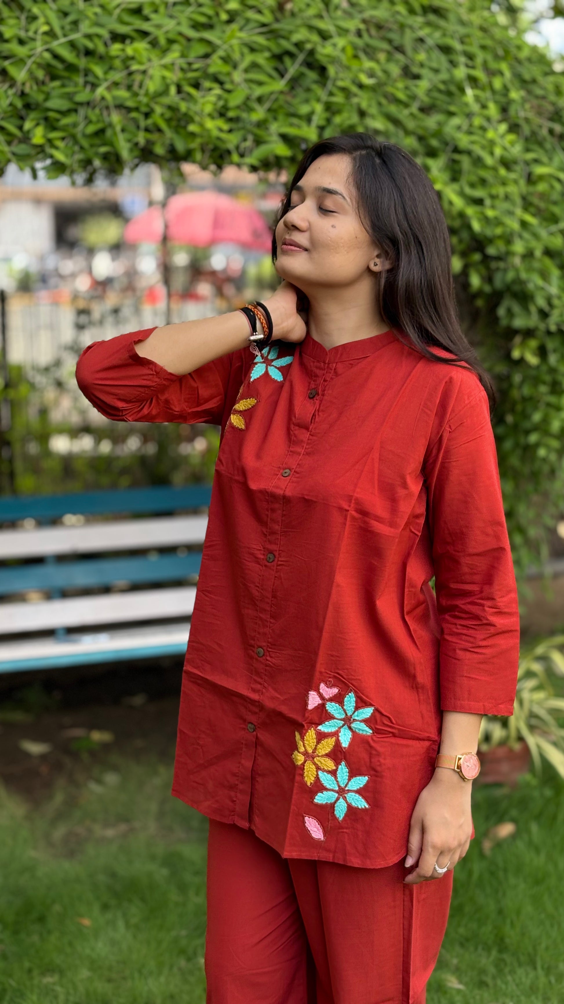 BRIGHT RUST PURE MAL COTTON COORD SET