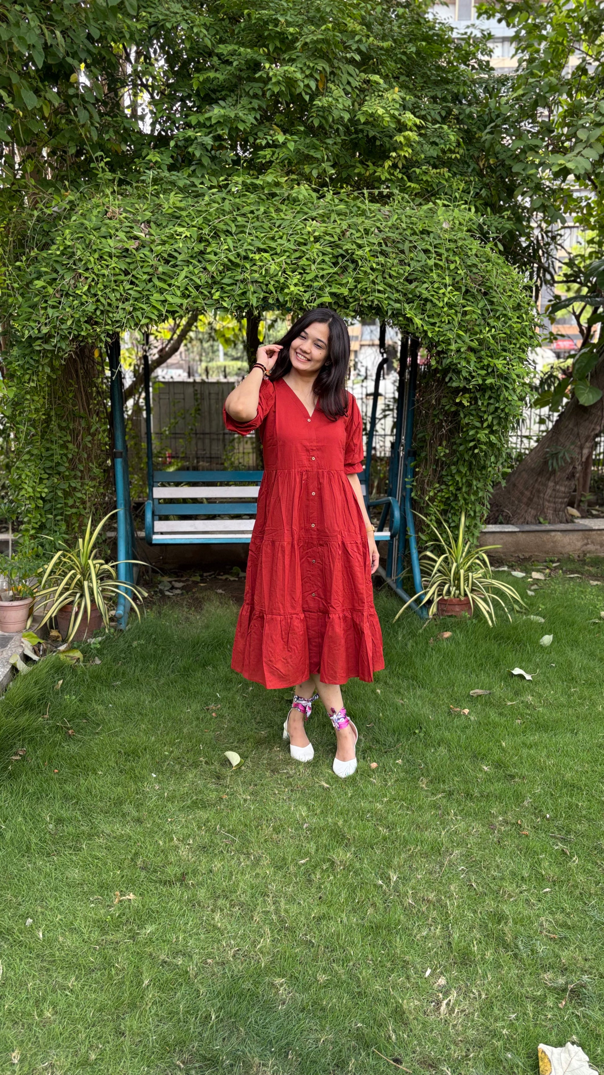 RUST FROCK STYLE COTTON KURTIES