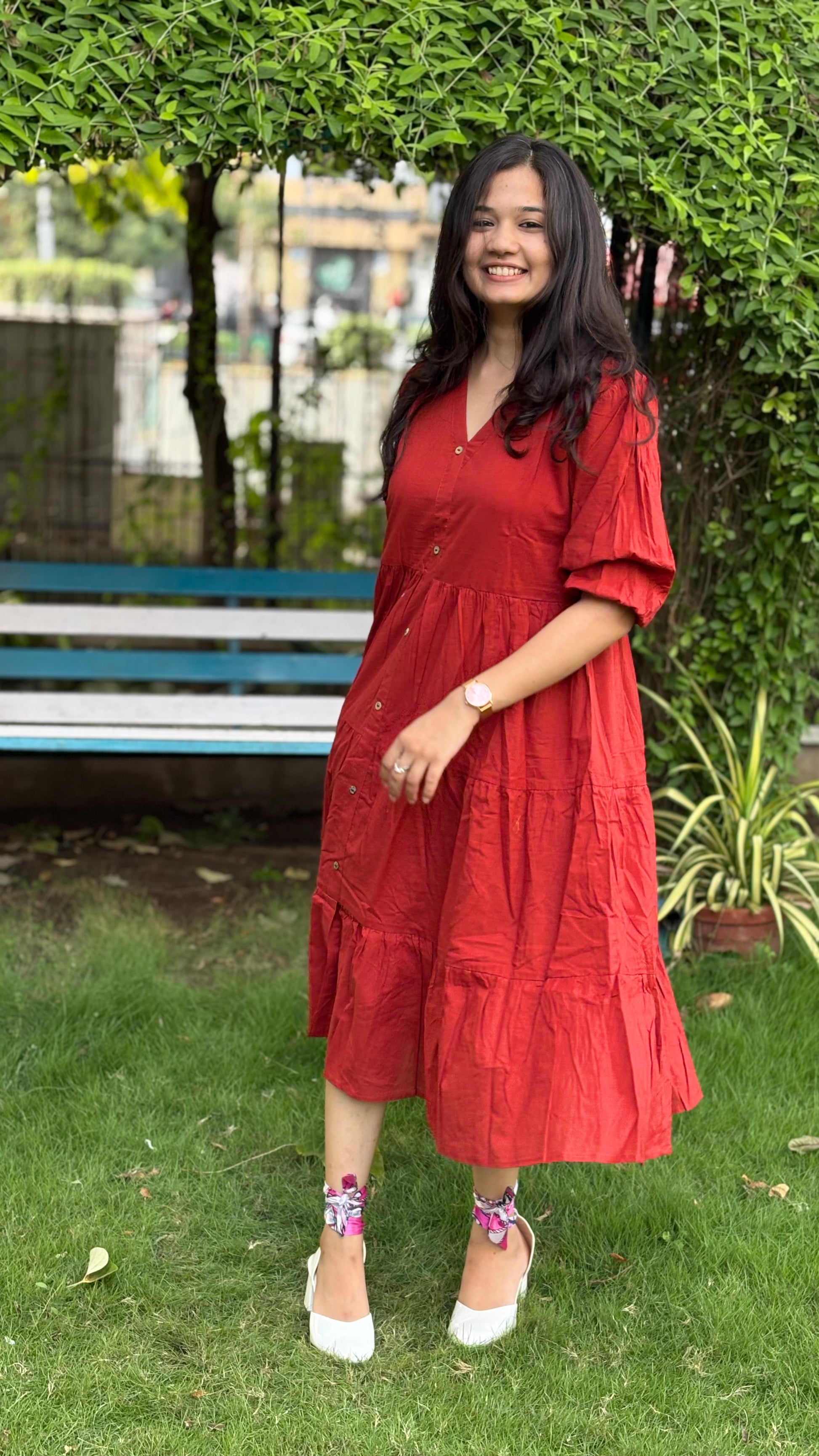 RUST FROCK STYLE COTTON KURTIES