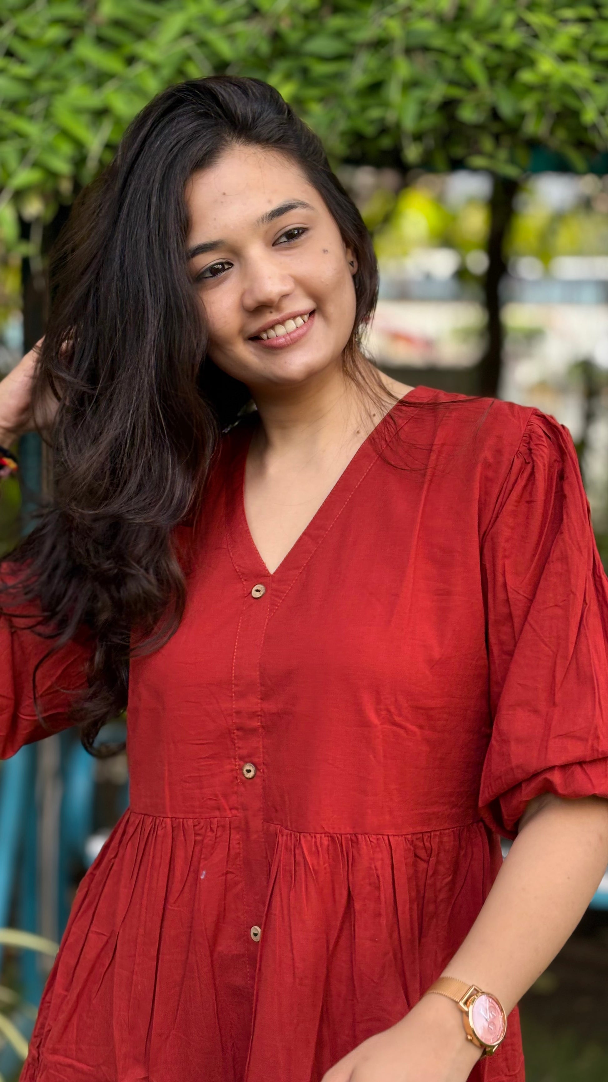 RUST FROCK STYLE COTTON KURTIES