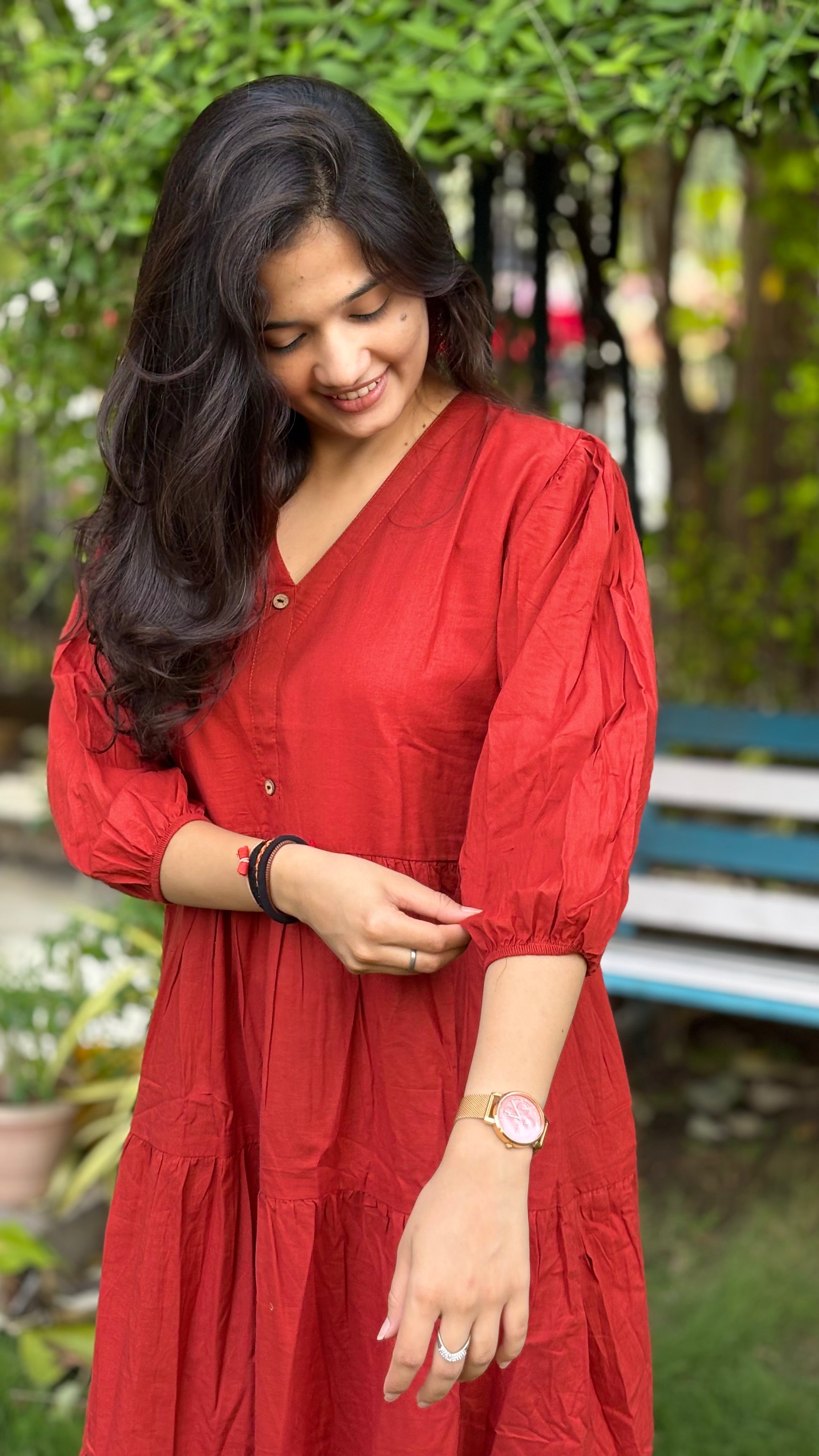 RUST FROCK STYLE COTTON KURTIES