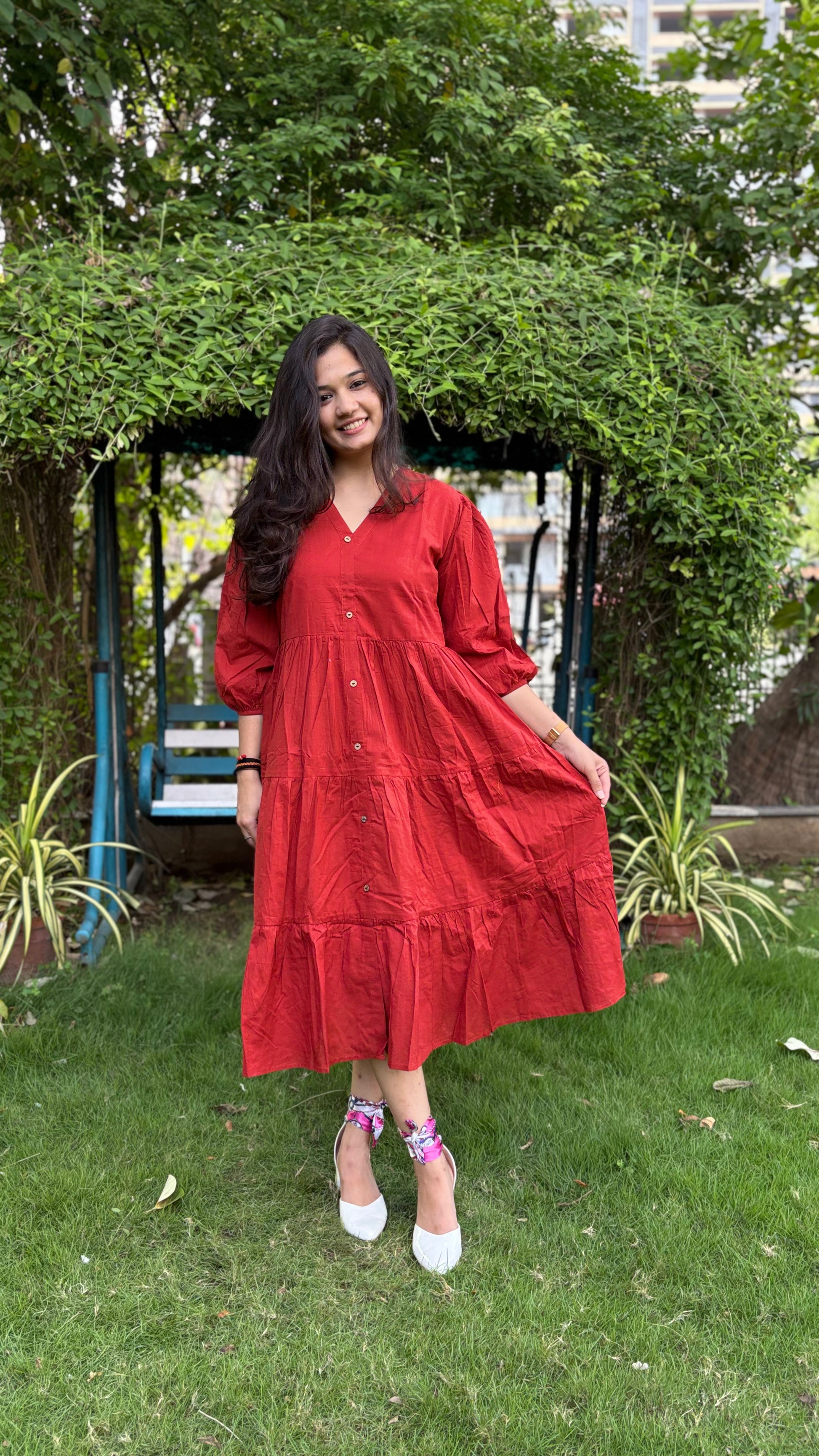 RUST FROCK STYLE COTTON KURTIES