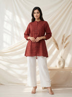 Rust Red Printed Straight Tunic