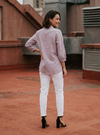 Women's Mauve Embroidered Cotton Tunic