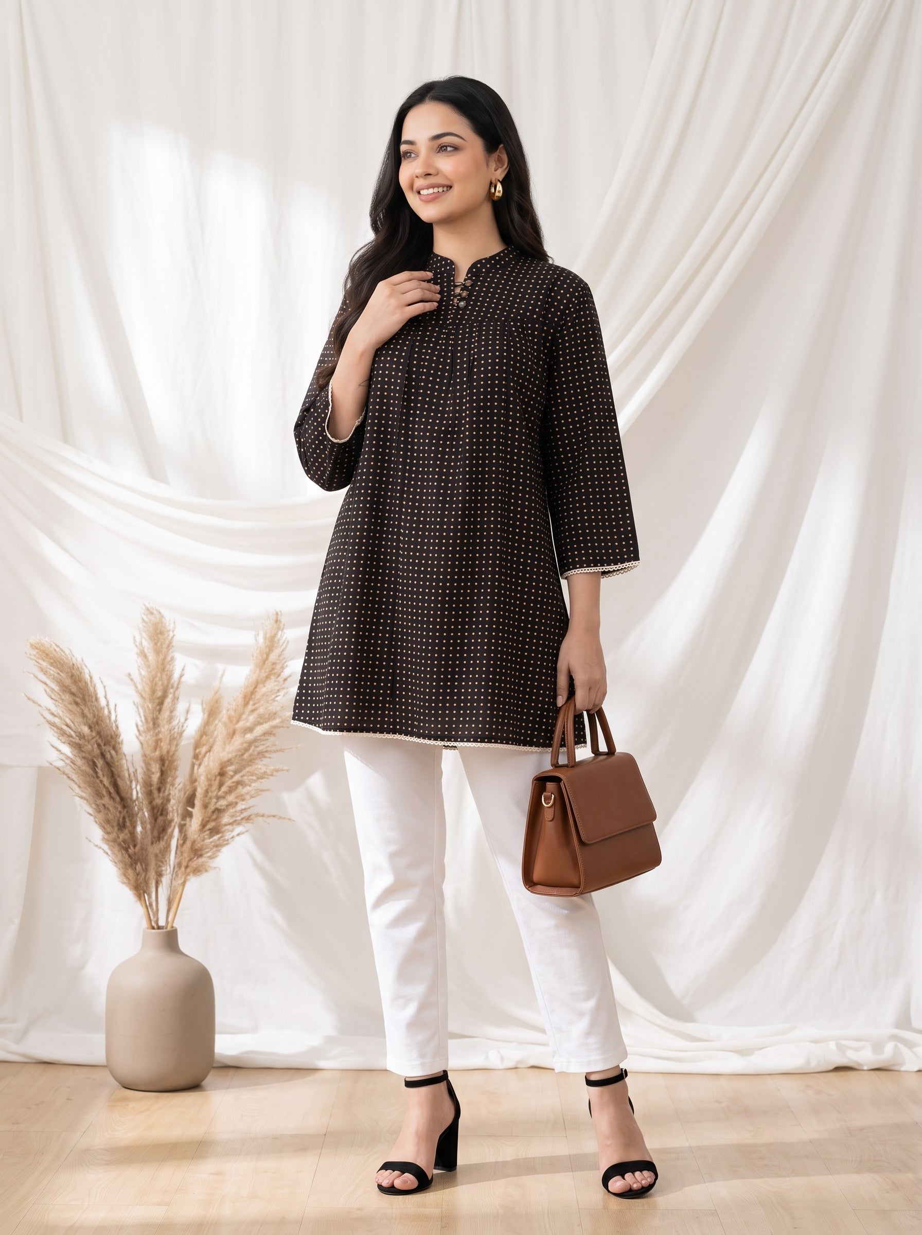 Brown Printed Cotton Top