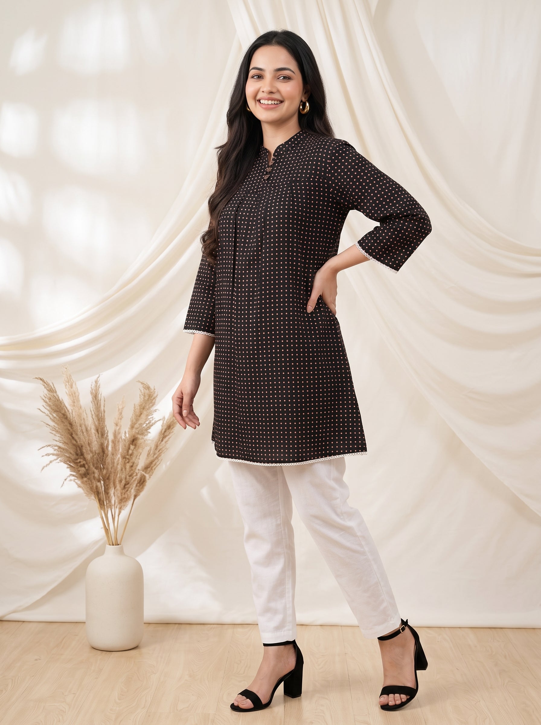 Brown Printed Cotton Top
