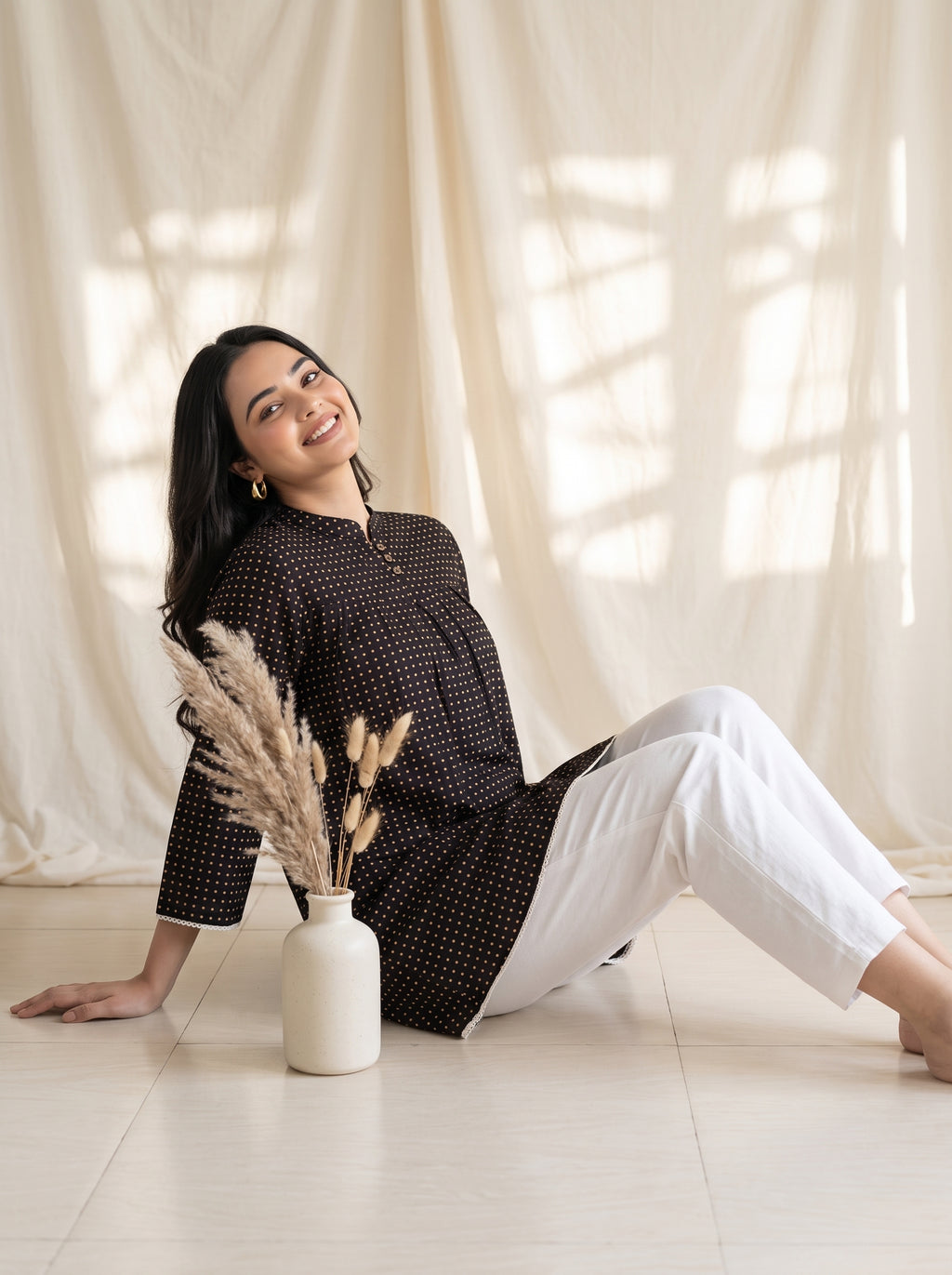 Brown Printed Cotton Top