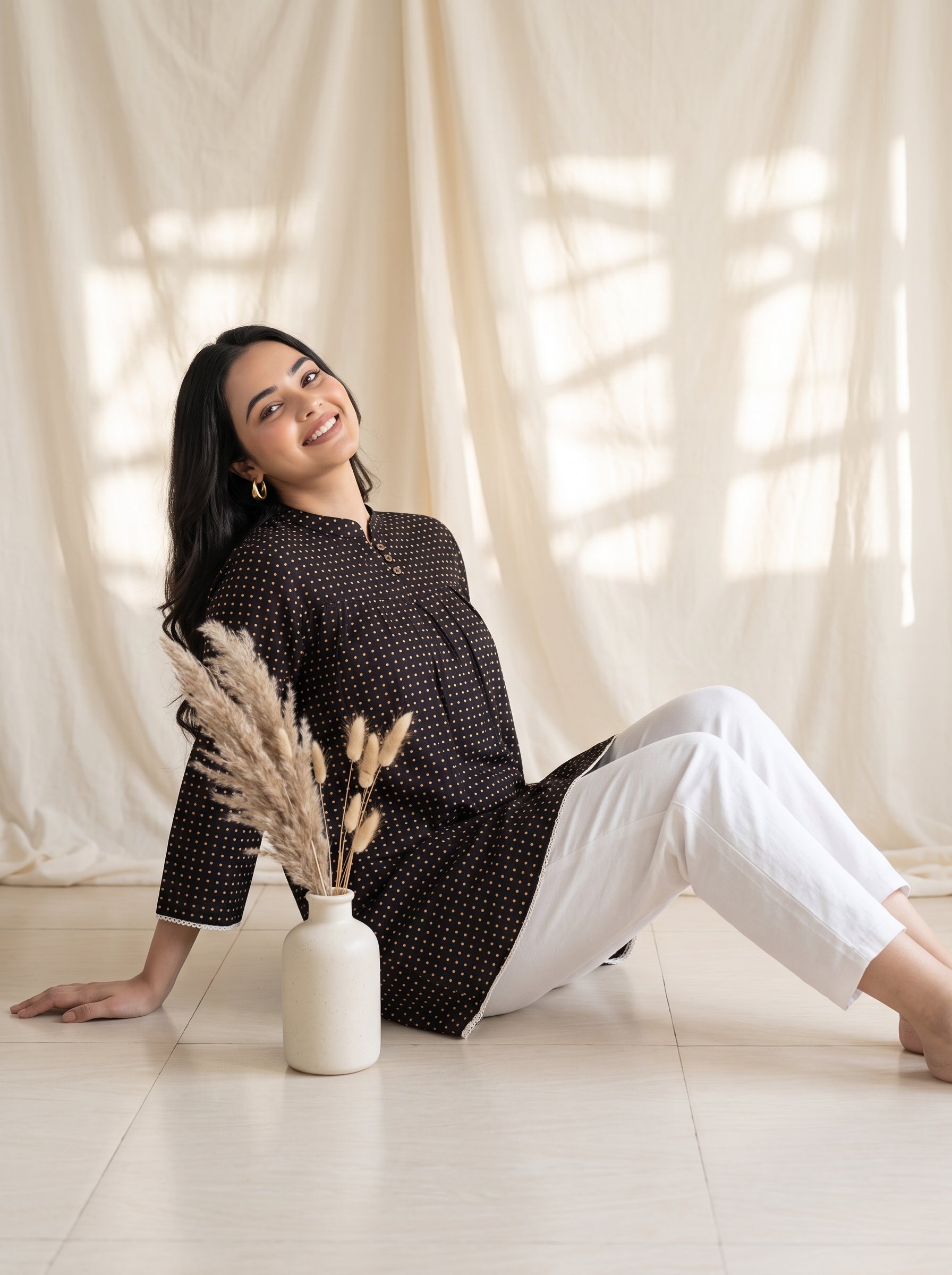 Brown Printed Cotton Top