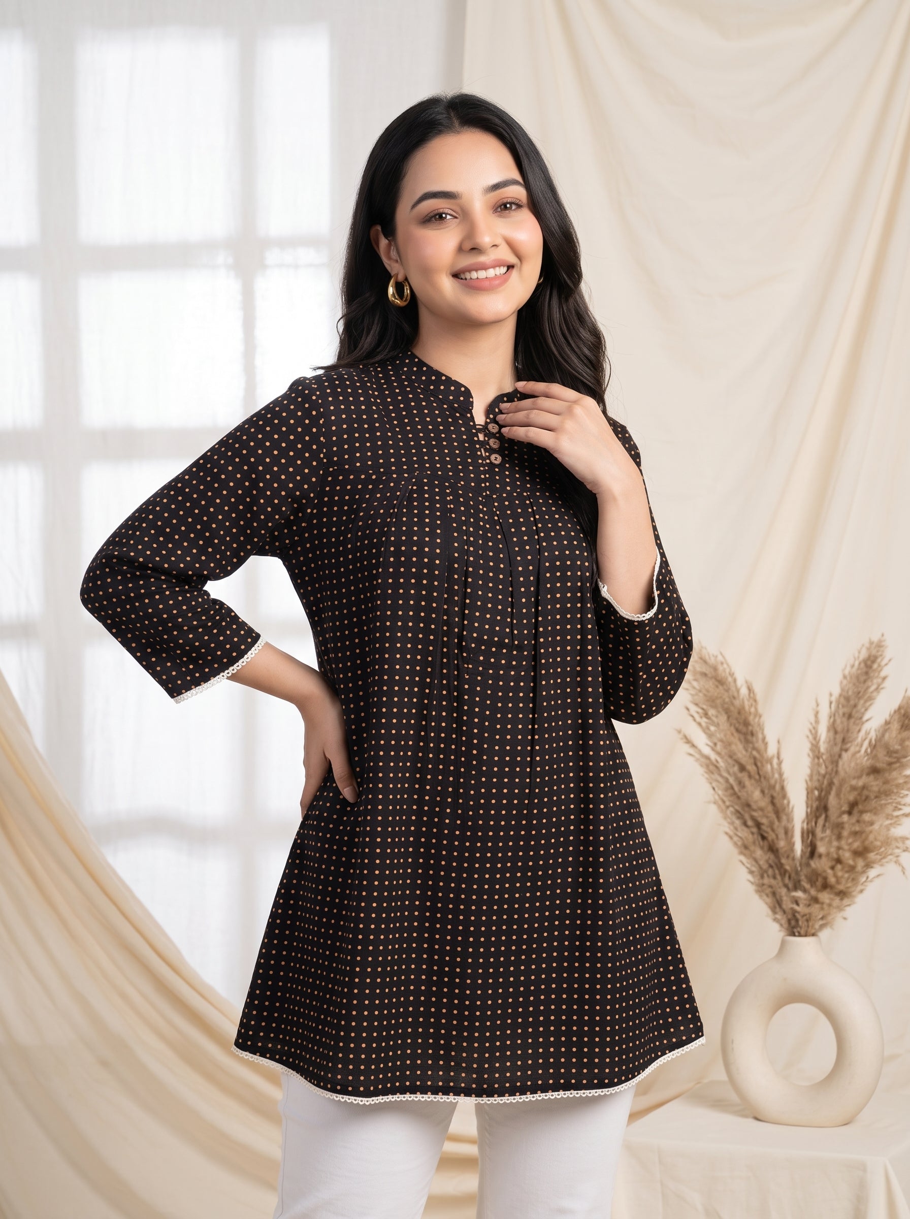 Brown Printed Cotton Top