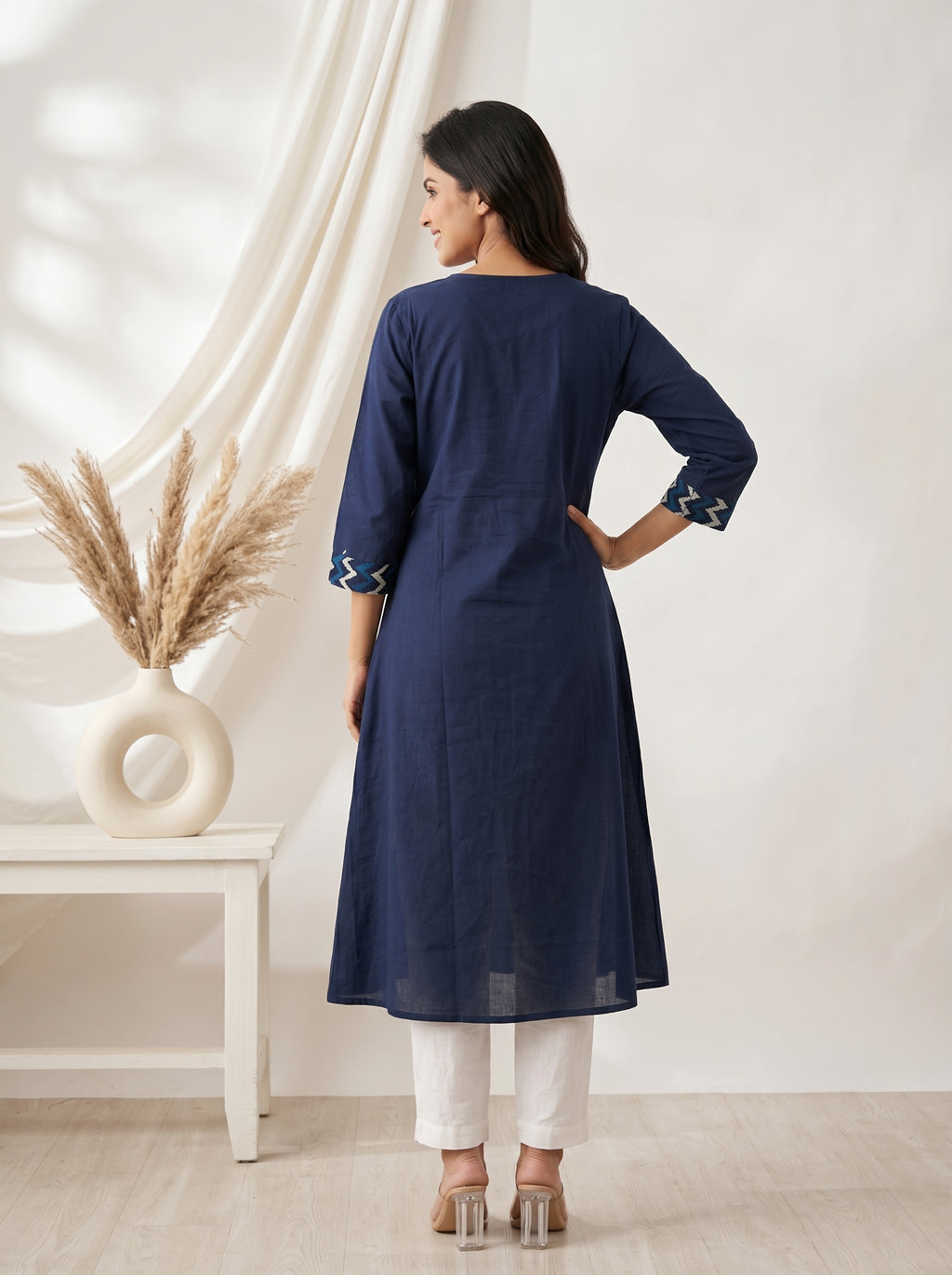 Pure mul Cotton Blue ajrakh Printed Kurtas