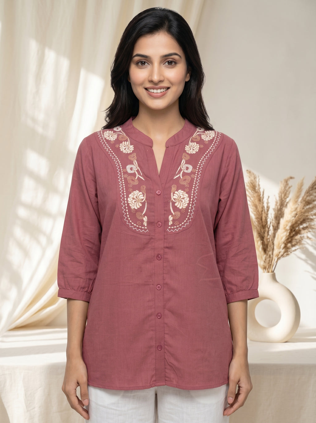 Dusty Rose Embroidered Tunic