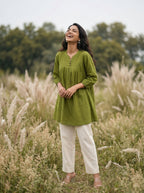 Women's Olive Green  A-Line Tunic Top