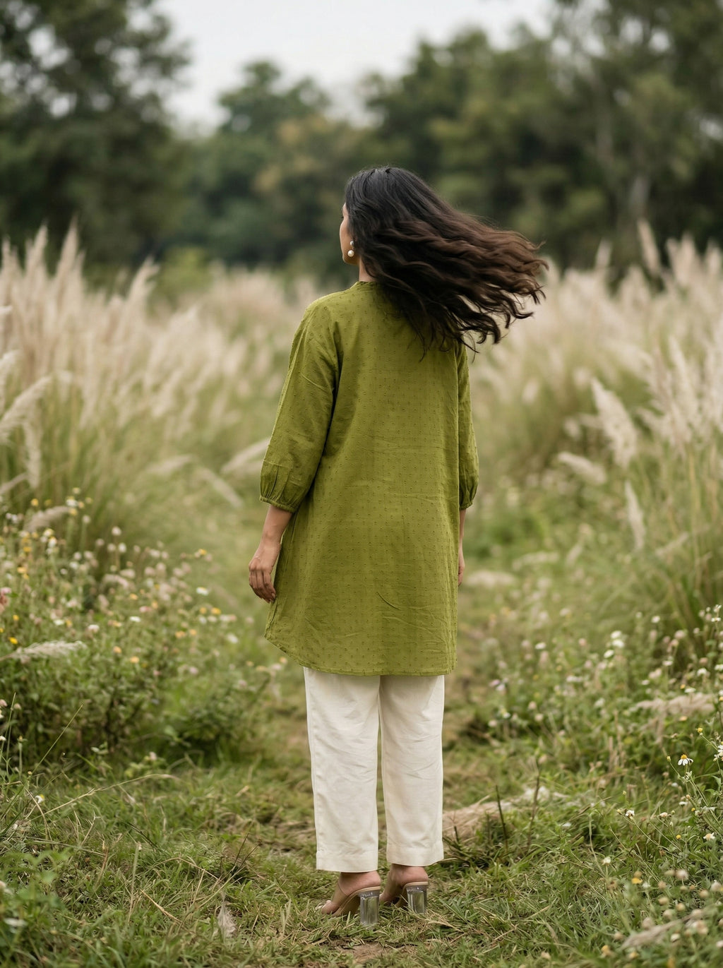 Women's Olive Green  A-Line Tunic Top