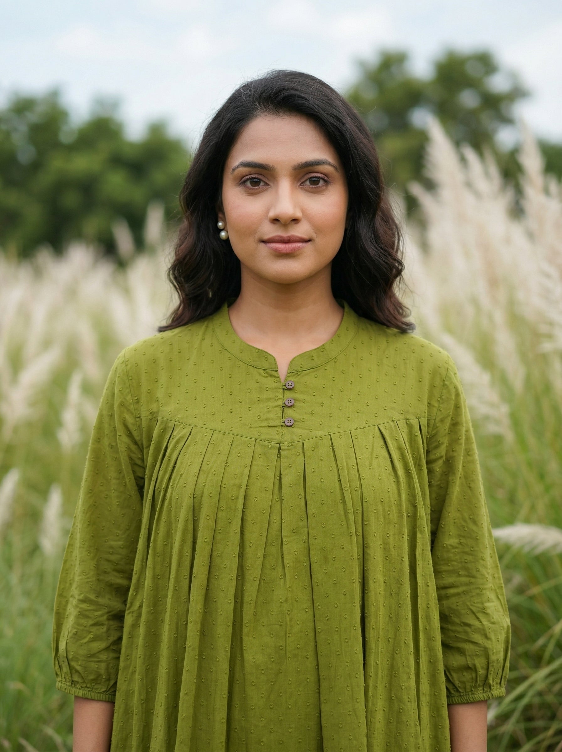 Women's Olive Green  A-Line Tunic Top