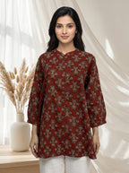 Rust Brown Printed A-Line Tunic