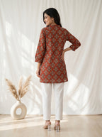 Rust Brown Printed A-Line Tunic