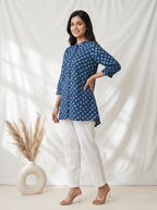 Indigo Blue Printed A-Line Tunic