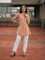 Women's Multicolor Chevron Printed Cotton Tunic