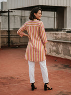 Women's Multicolor Chevron Printed Cotton Tunic