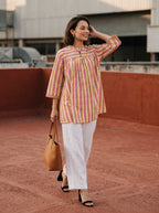 Women's Multicolor Chevron Printed Cotton Tunic
