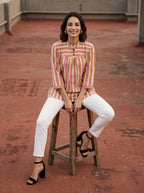 Women's Multicolor Chevron Printed Cotton Tunic