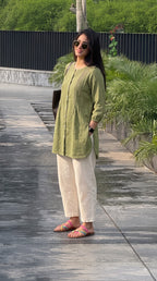 Sage Green Pintuck Cotton Tunic