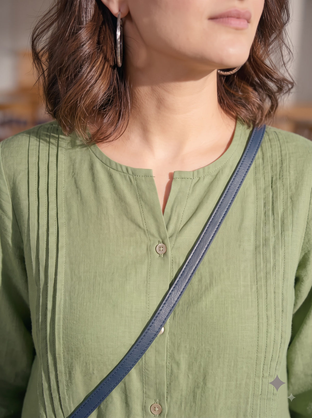 Sage Green Pintuck Cotton Tunic