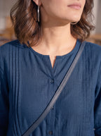 Airforce Blue Pintuck Cotton Tunic