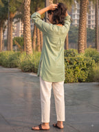 Sage Green Pintuck Cotton Tunic