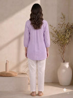 Lilac Pleated Cotton Tunic Top