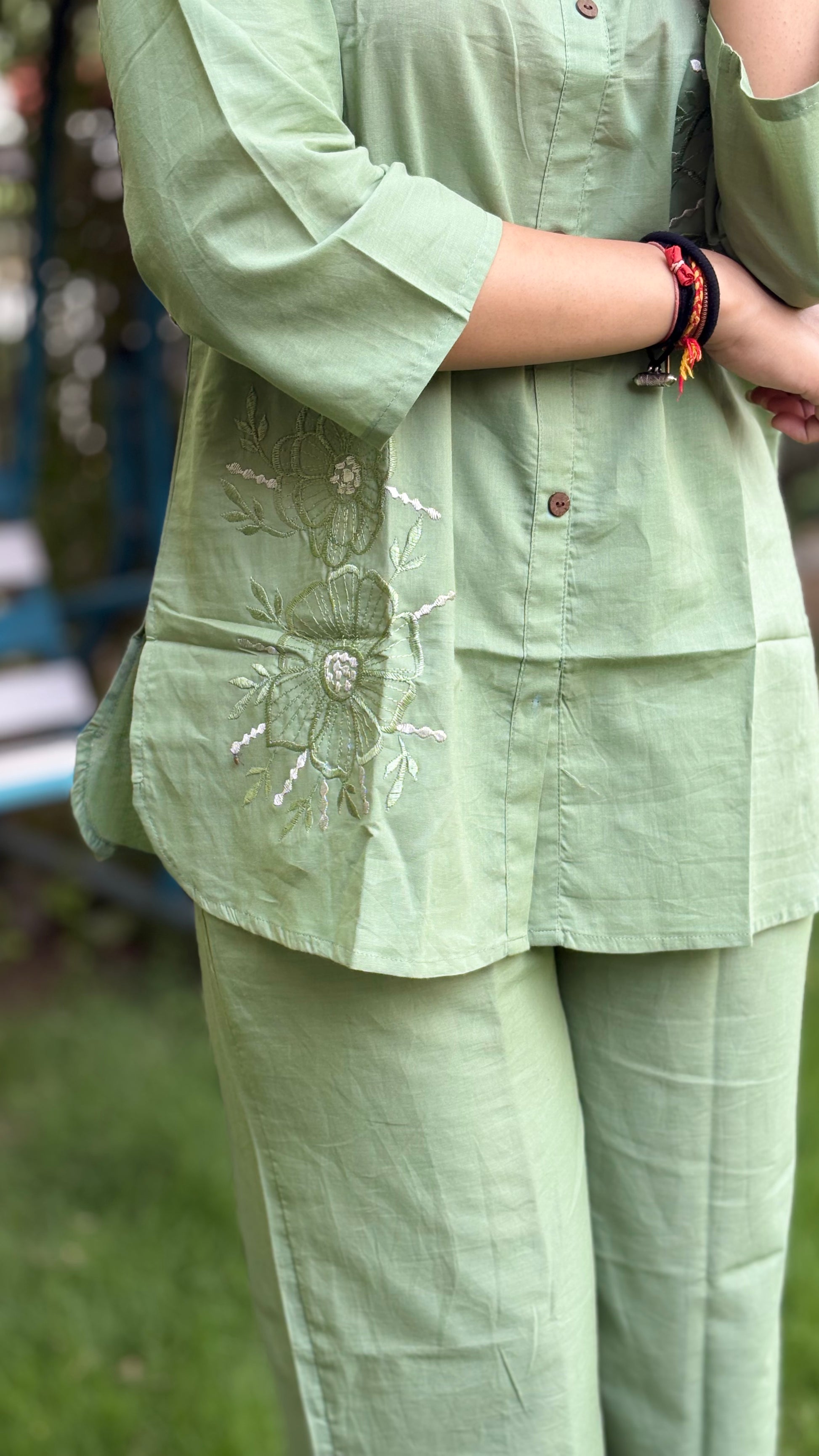 PISTA GREEN SHADE COTTON COORDS SETS