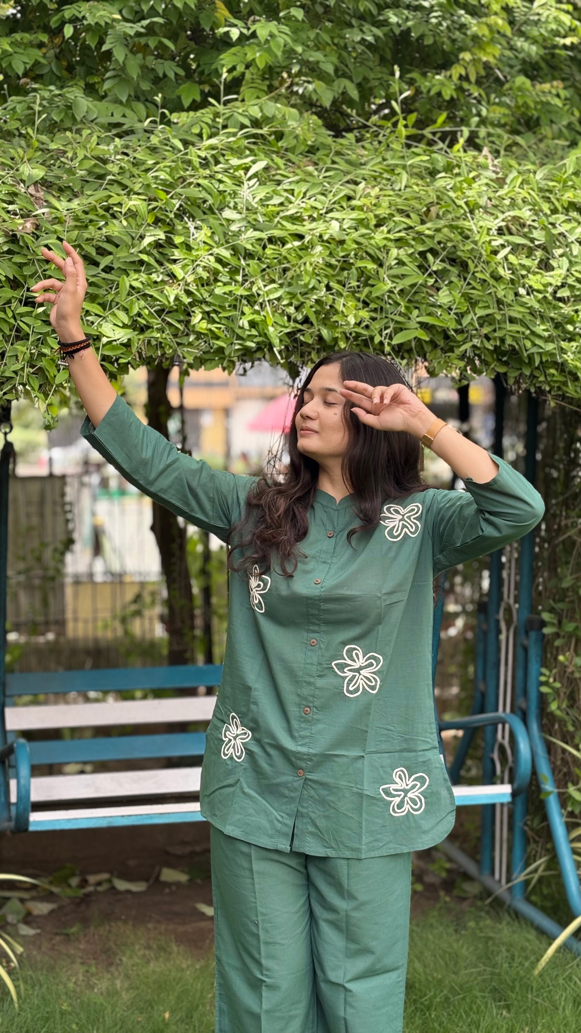 PEACOCK GREEN SHADE MAL COTTON COORDS SETS
