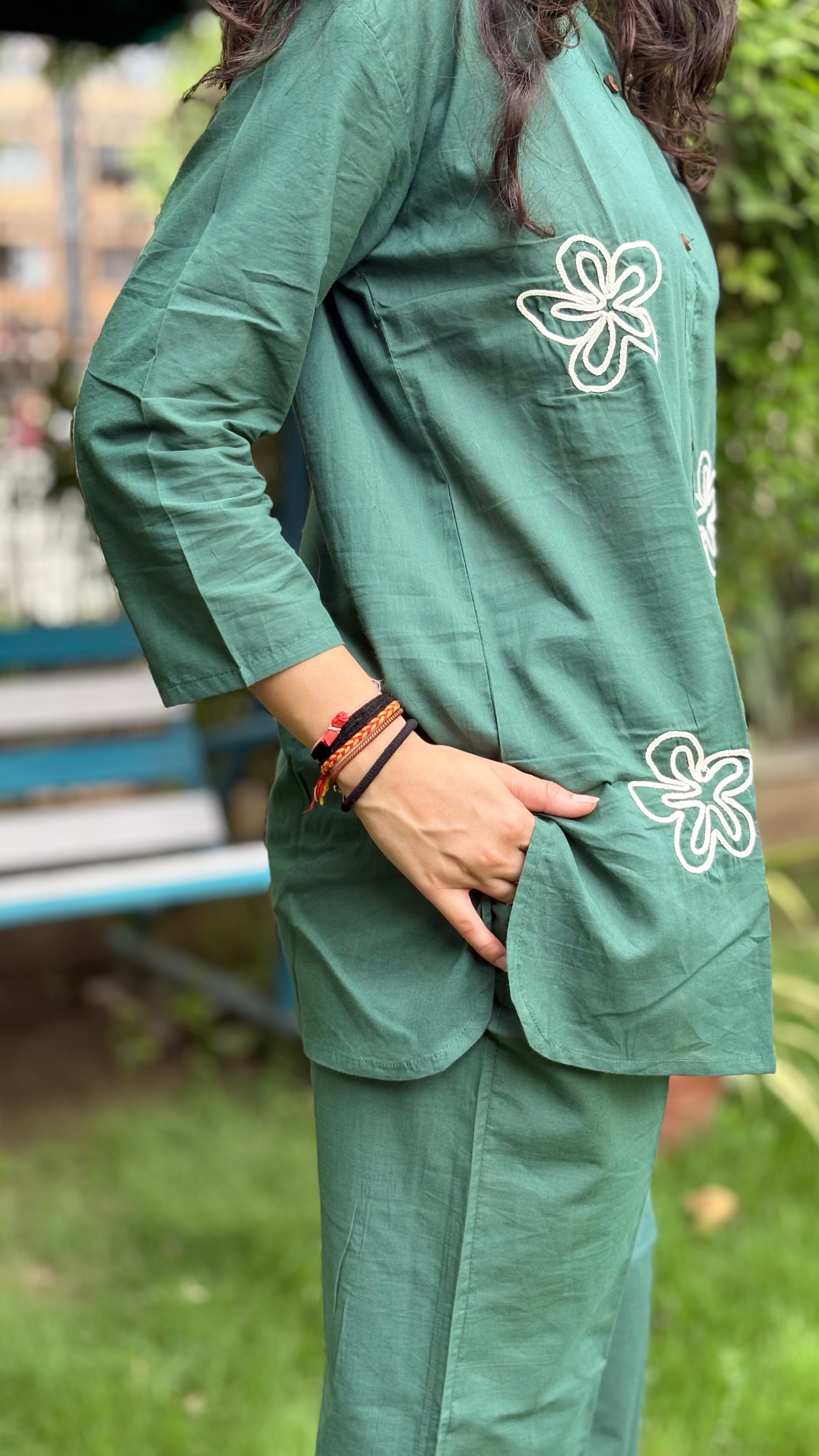 PEACOCK GREEN SHADE MAL COTTON COORDS SETS