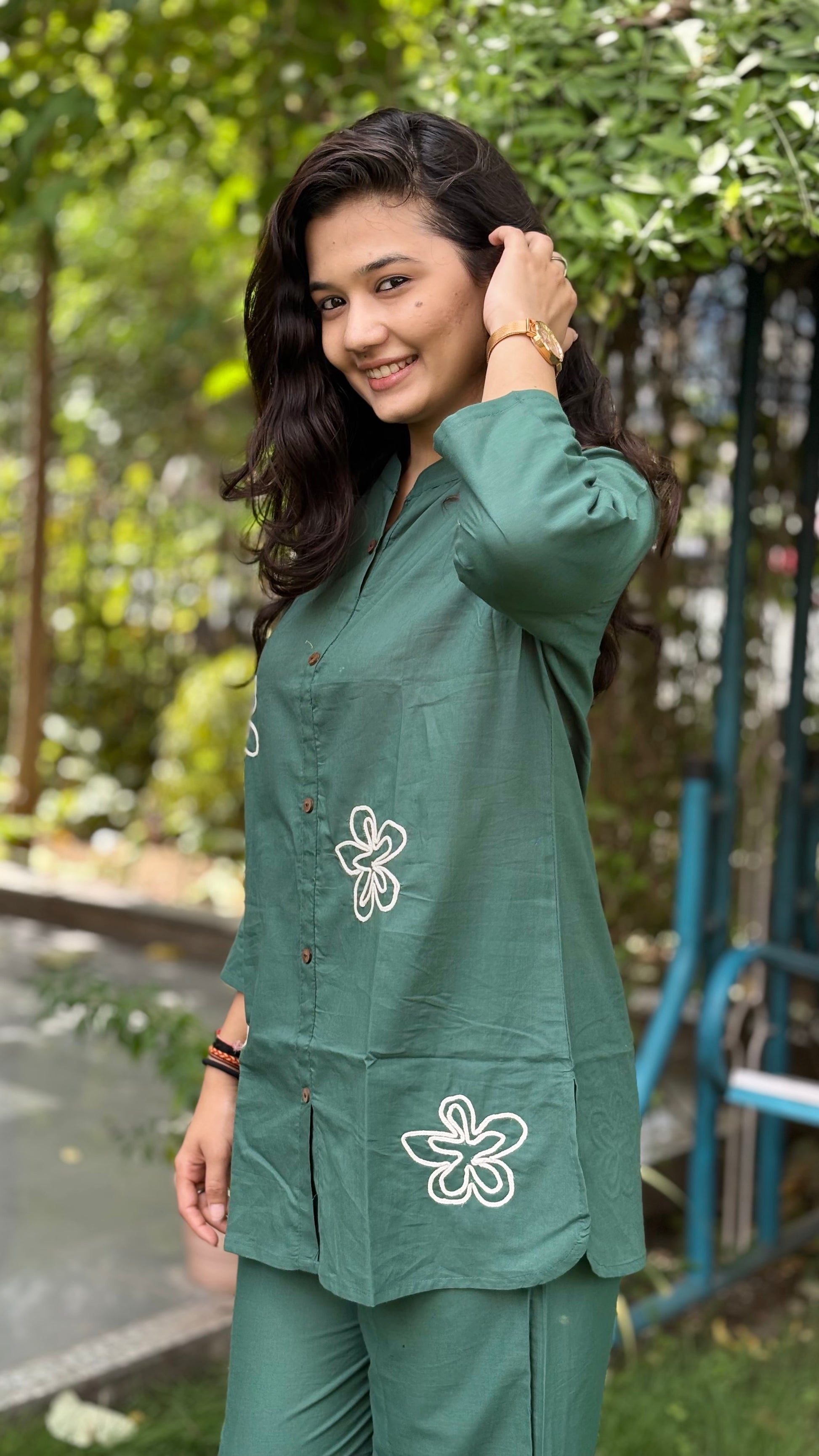 PEACOCK GREEN SHADE MAL COTTON COORDS SETS