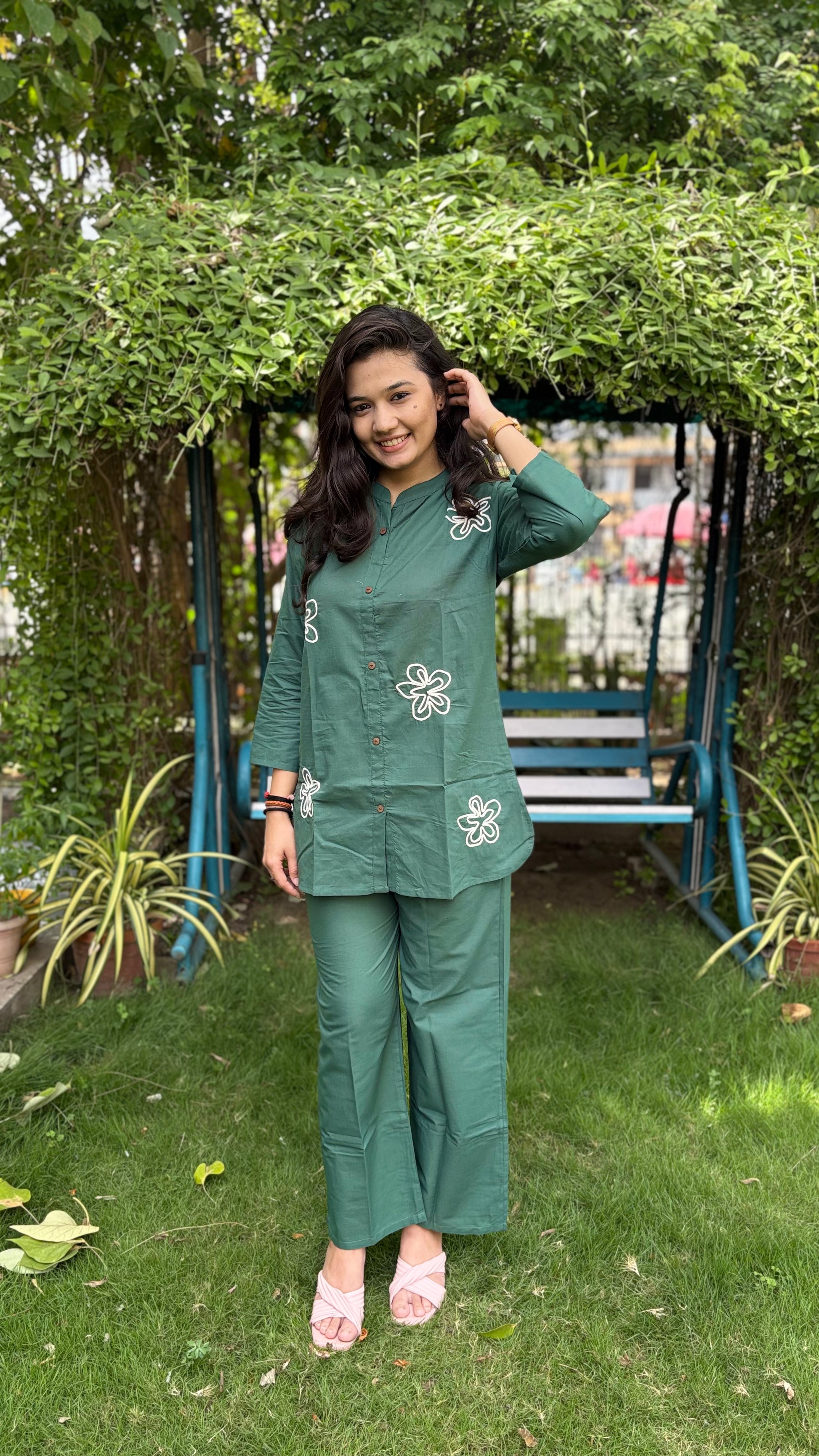 PEACOCK GREEN SHADE MAL COTTON COORDS SETS