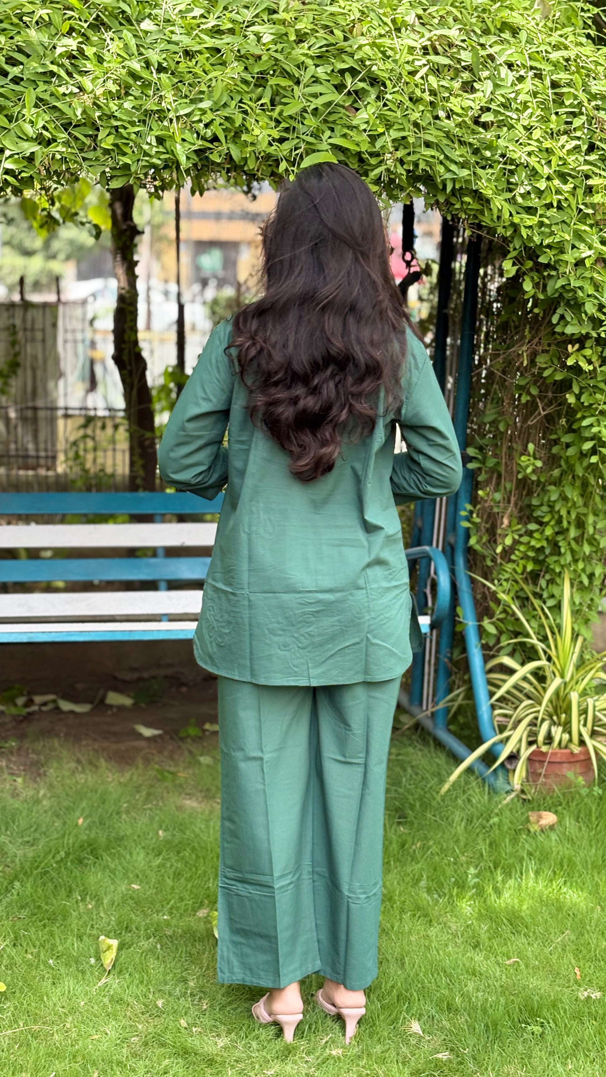 PEACOCK GREEN SHADE MAL COTTON COORDS SETS