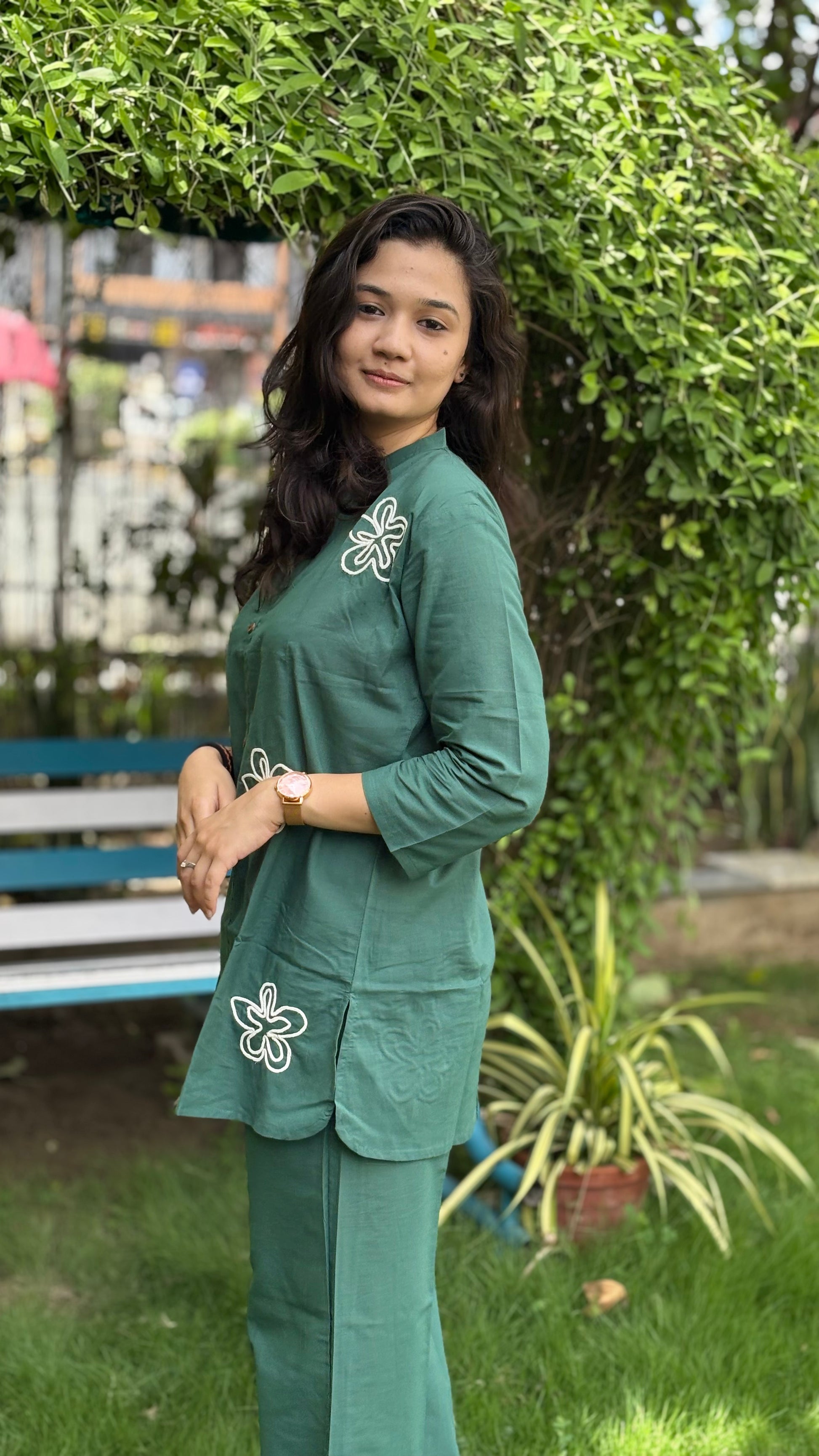 PEACOCK GREEN SHADE MAL COTTON COORDS SETS