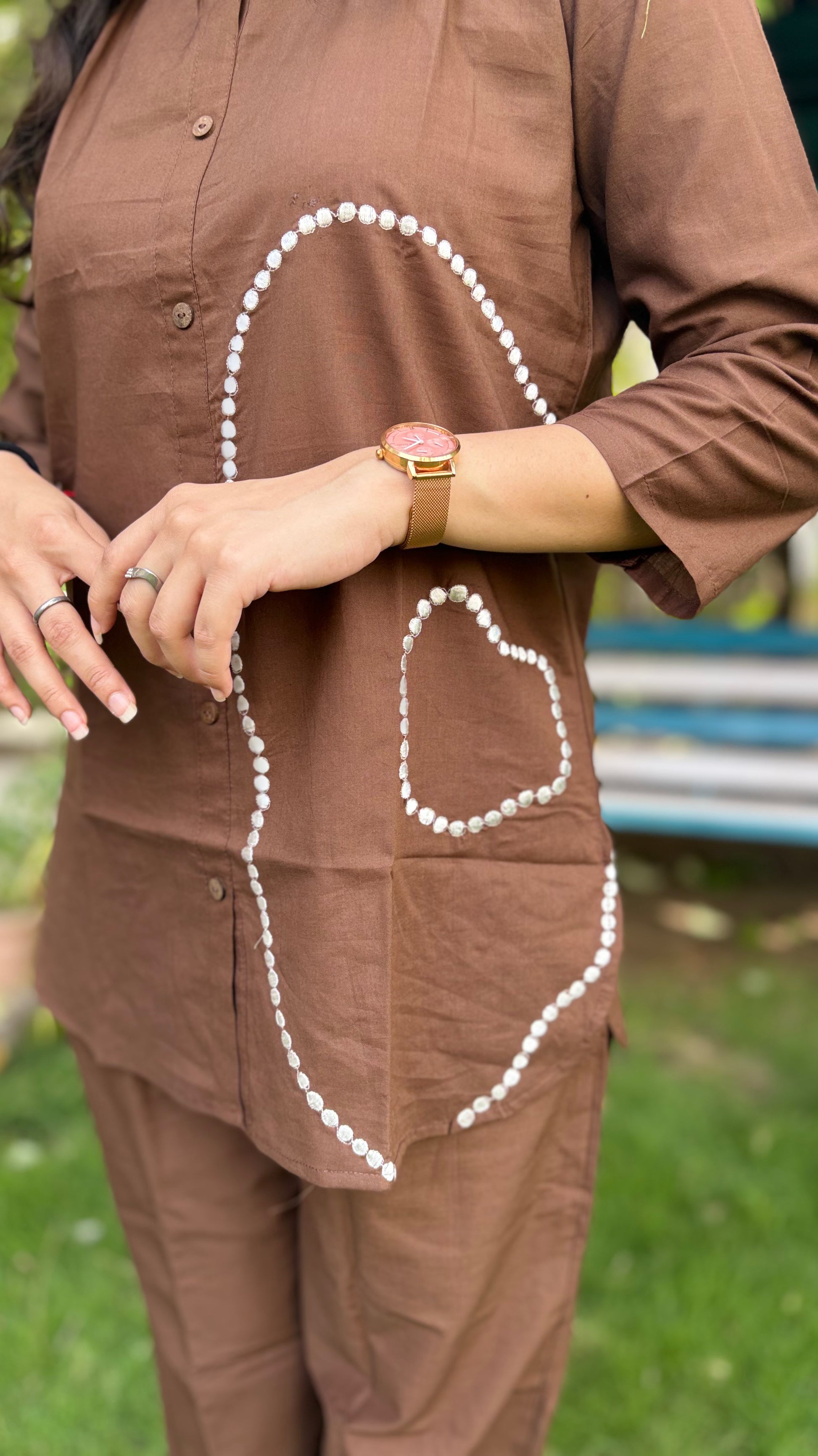 BROWN PURE JAIPURI COTTON COORDS