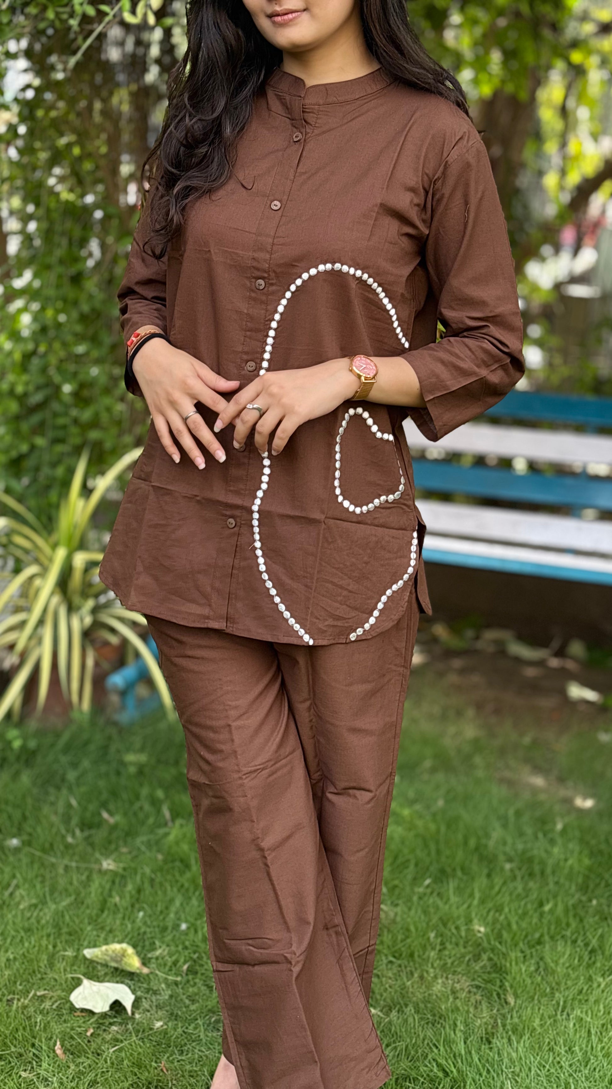 BROWN PURE JAIPURI COTTON COORDS