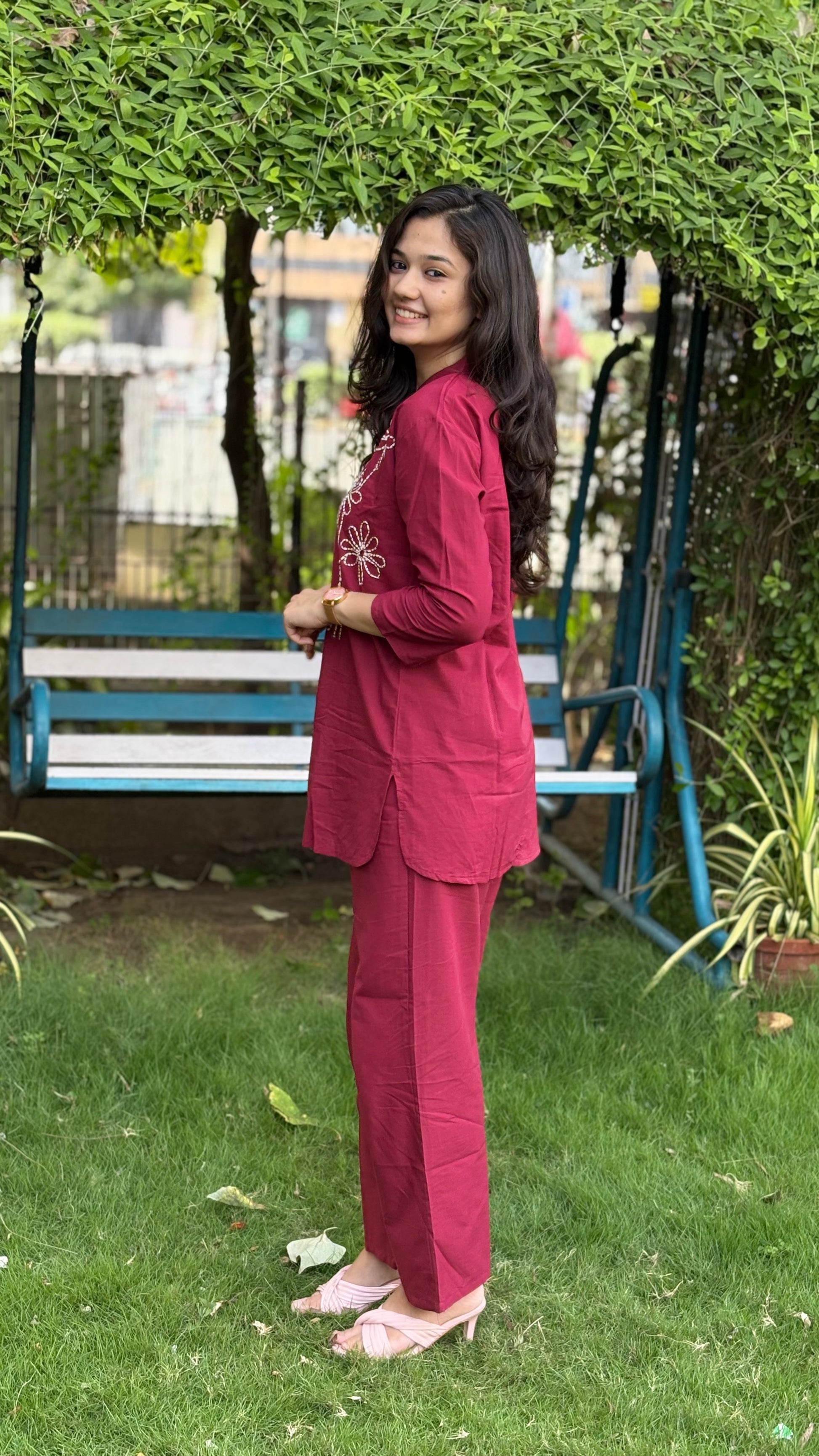 MAROON PURE COTTON COORD SETS