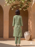 Sage Green Pintuck Kurta Set for Women