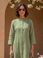 Sage Green Pintuck Kurta Set for Women