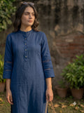 Women’s Navy Blue Straight Kurta Set with Matching Pants