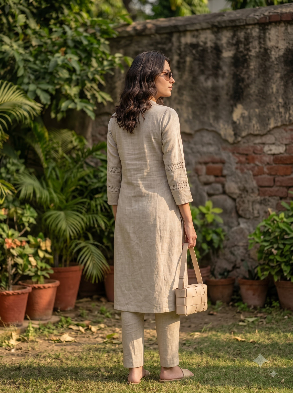 Women’s Beige Kurta Set with Straight Pants