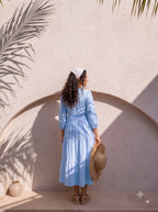 Sky Blue Tiered Maxi Dress